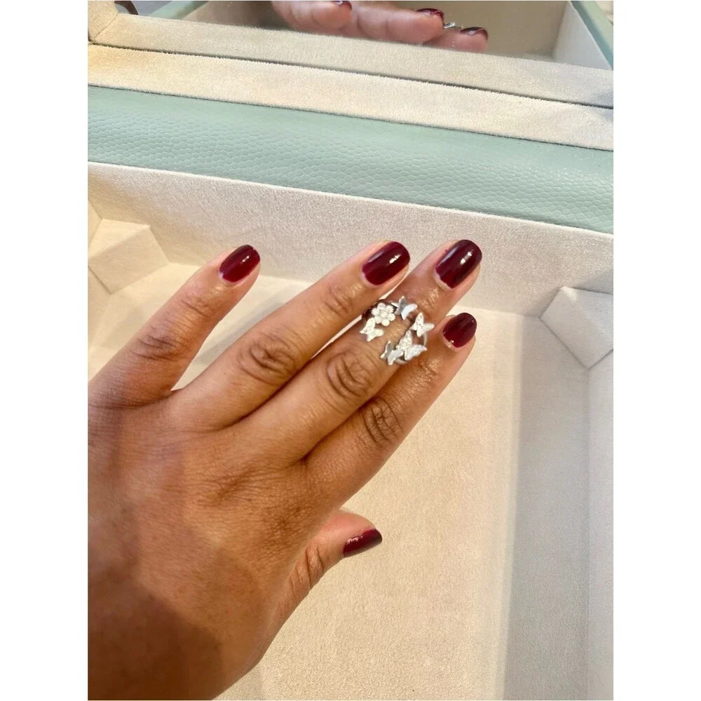.925 Sterling Silver Pave Butterfly Ring